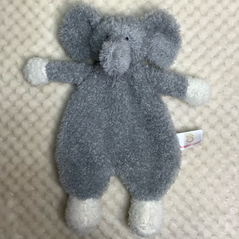 Apricot Lamb Grey White Fuzzy Elephant Lovey Flattie Security Blanket Toy